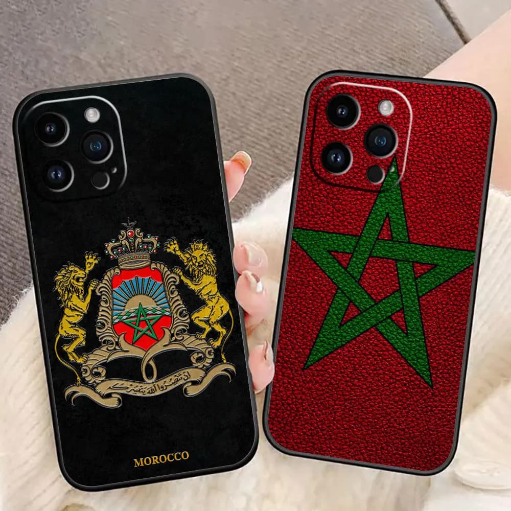 Moroccan Passport Map Phone Case For iPhone 17 16 15 11 12 14 13 Pro Max Mini XS X XR 7 Plus 17E Shockproof Silicone Cover Shell
