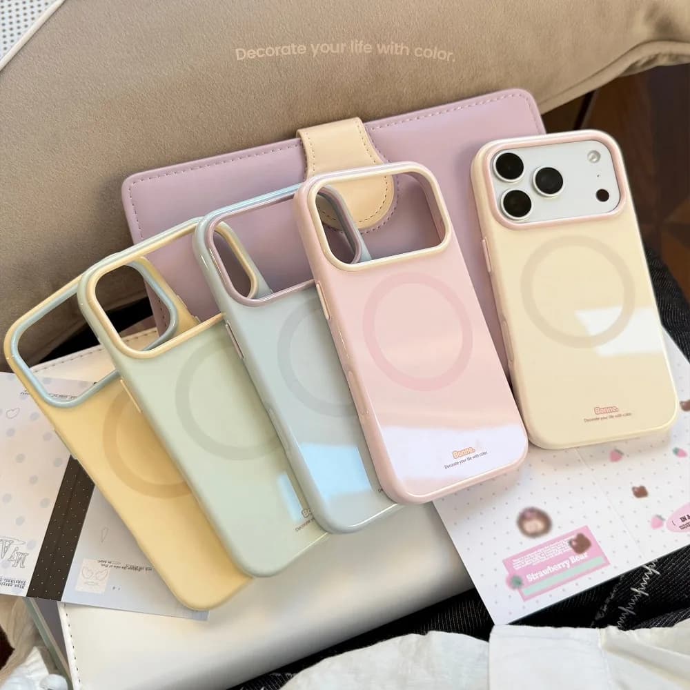 Macaron Toned Niche Minimalist Magnetic Phone Case Korean Ins Soft Case Fits IPhone 17 Pro Max IPhone 16 IPhone 15 IPhone 14