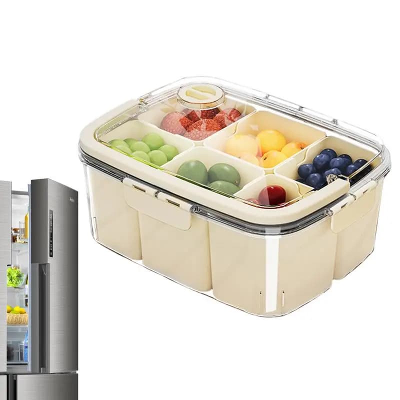 Divided Food Storage Containers Divided Refrigerator Food Storage Tray With Lid Fruit Preparation Plate Charcuterie Sealed