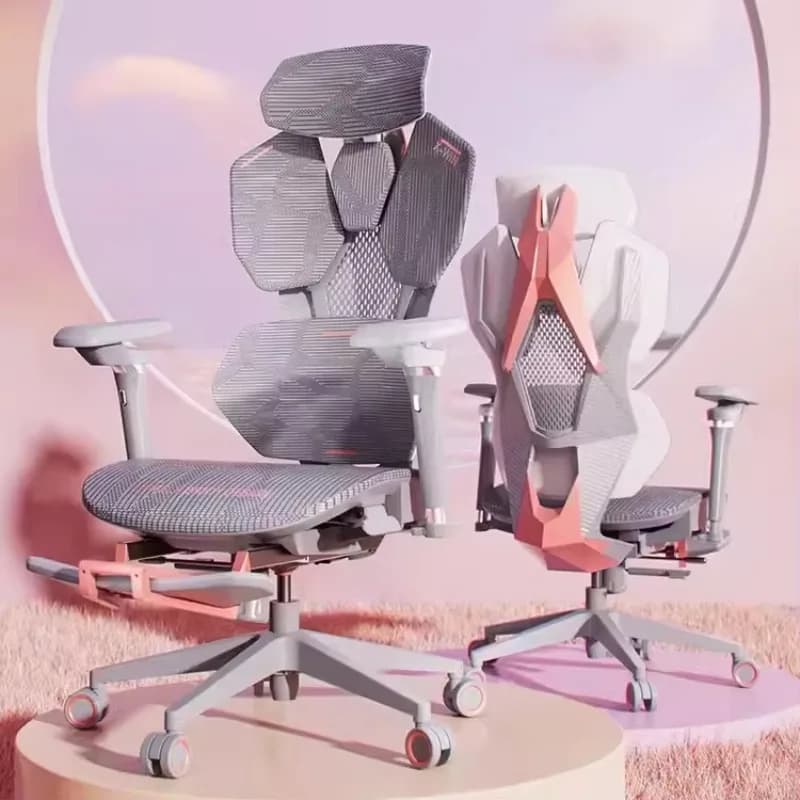 Poltrona reclinabile ergonomica da 125 cm in altezza regolabile, bracciolo moderno 6D, rete nera grigia, sedia da gioco per computer fai da te, rete elastica in poliuretano