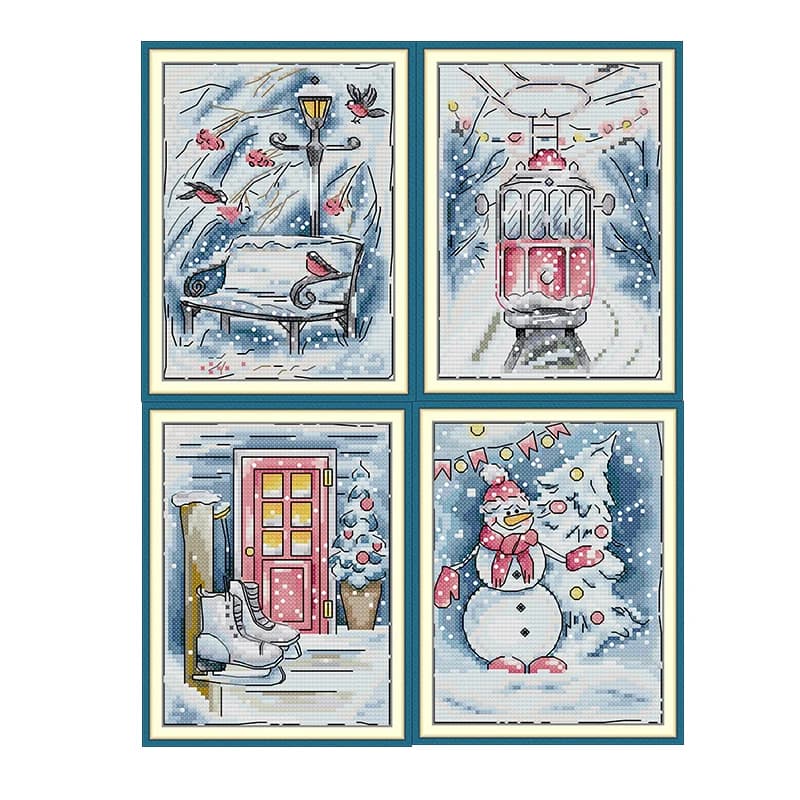 Nuovo kit punto croce paesaggio di neve invernale modello HD regalo per la mamma Aida 16/14/11CT tela stampata contati set ricamo a mano fai da te