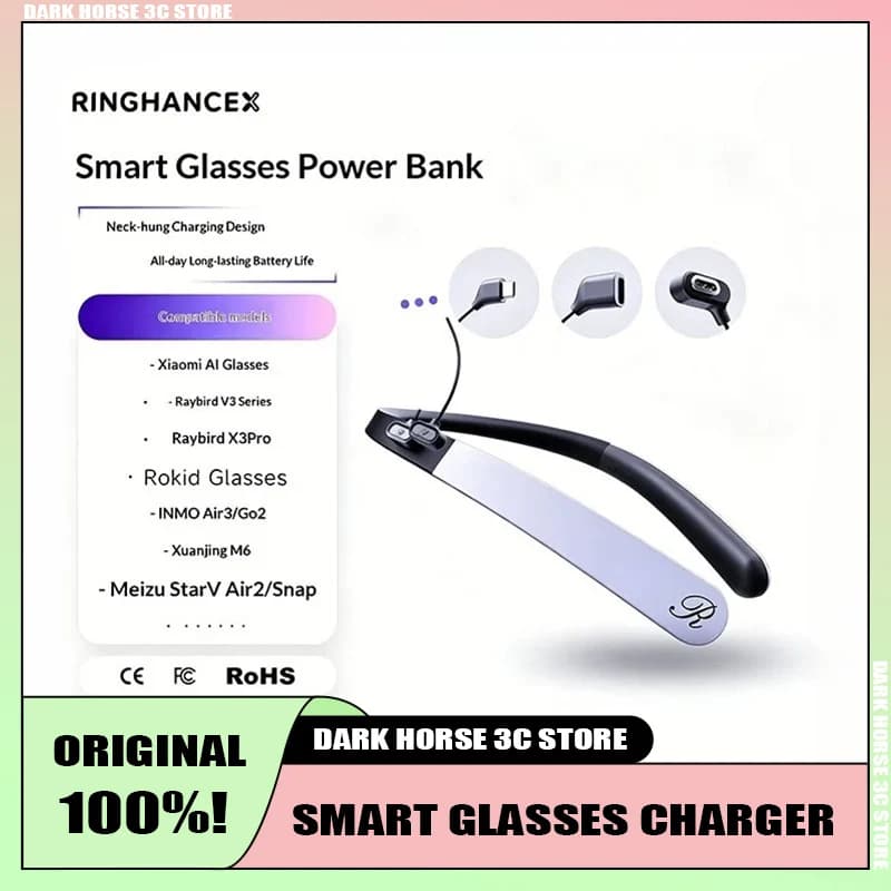 Per Rokid, RayNeoV3/X3, INMO Air3/Go2, Occhiali Intelligenti Meizu, Power Bank, Ricarica Rapida, Anello di Ricarica da Collo, Lunga Durata della Batteria