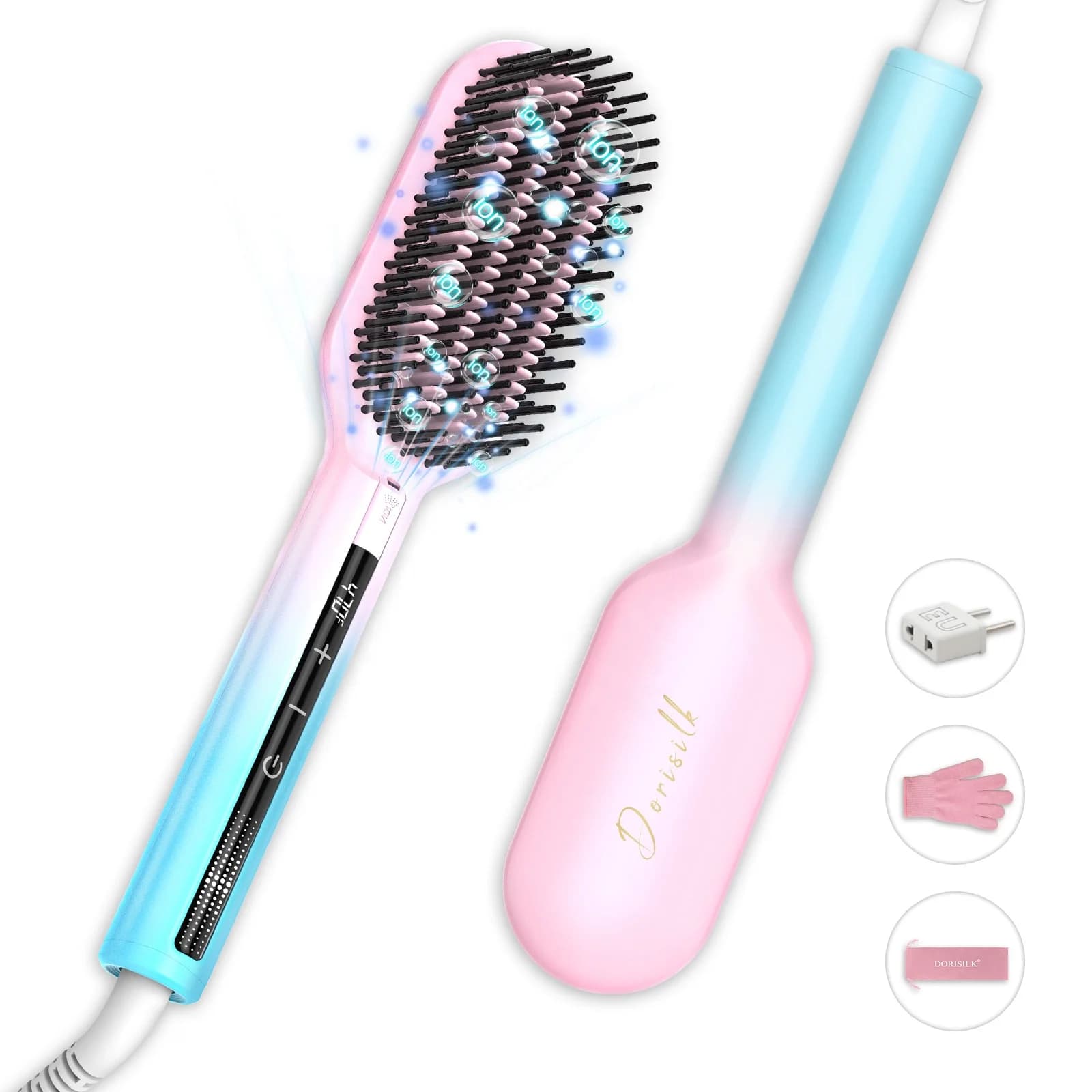 Portable hair plate comb Brush for hair plate with negative ions at high temperature 450F