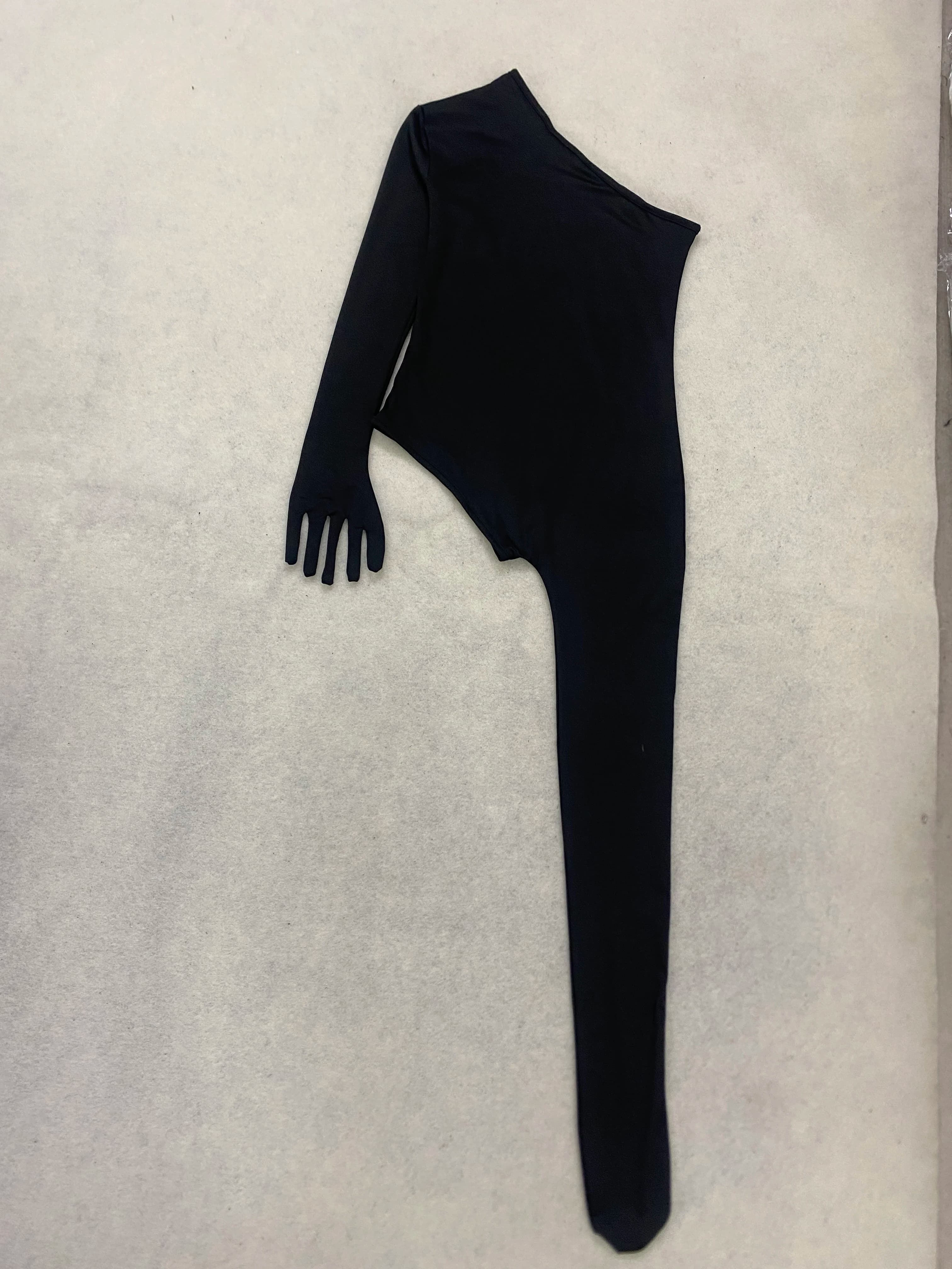 Women Long Sleeve Gloves Legging Bodycon Y2K Sexy Clubwear BodysuitOne Shoulder Asymmetrical Unitard Jumpsuit
