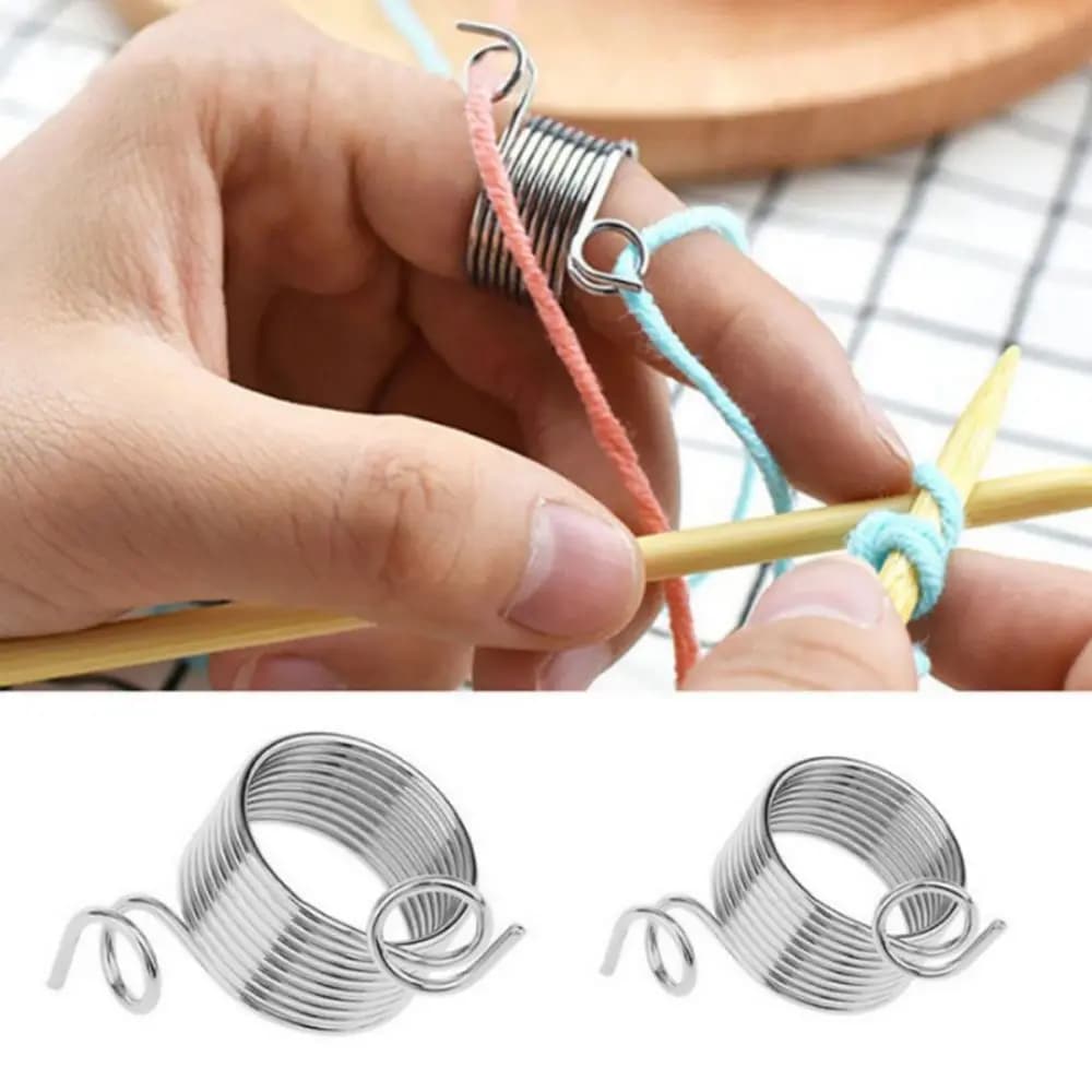 Nuovi accessori per cucire per indossare le dita Ditale Anello Filato Guide a molla Strumenti per maglieria in acciaio inossidabile