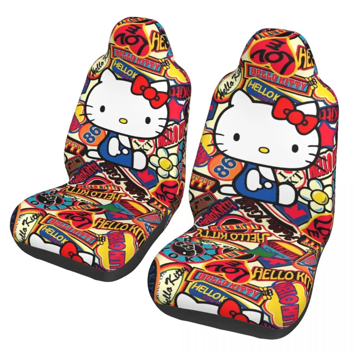 Coprisedile Auto Universale Hello Kitty Anni '90, Accessori Interni, Coprisedili da Viaggio con Cartoni Animati, in Fibra