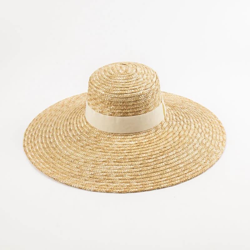Women's New Wide Brim Wheat Straw Sun Hat Handwoven Vacation Beach Sun Protection Cap EU US