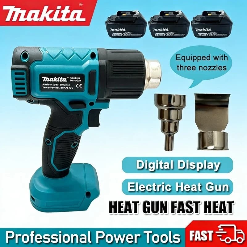 Pistola ad aria calda Makita senza fili, pistola termica elettrica portatile industriale con temperature regolabili, compatibile con batterie Makita