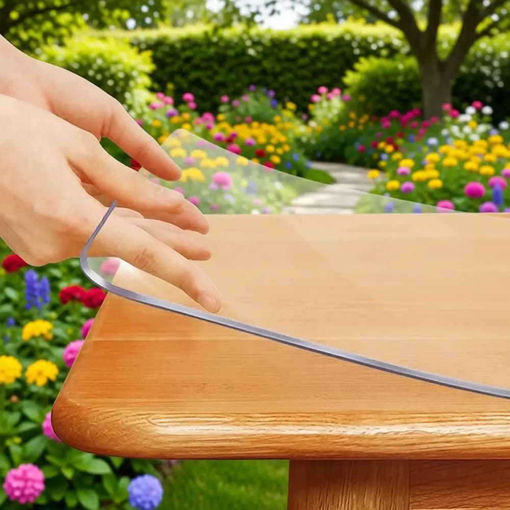 PVC Transparent Protective Mat Thickness 1.5 mm Multi-Misura 42x73 Coffee, Coffee, Sofa, Garden, Waterproof and Easy to Use