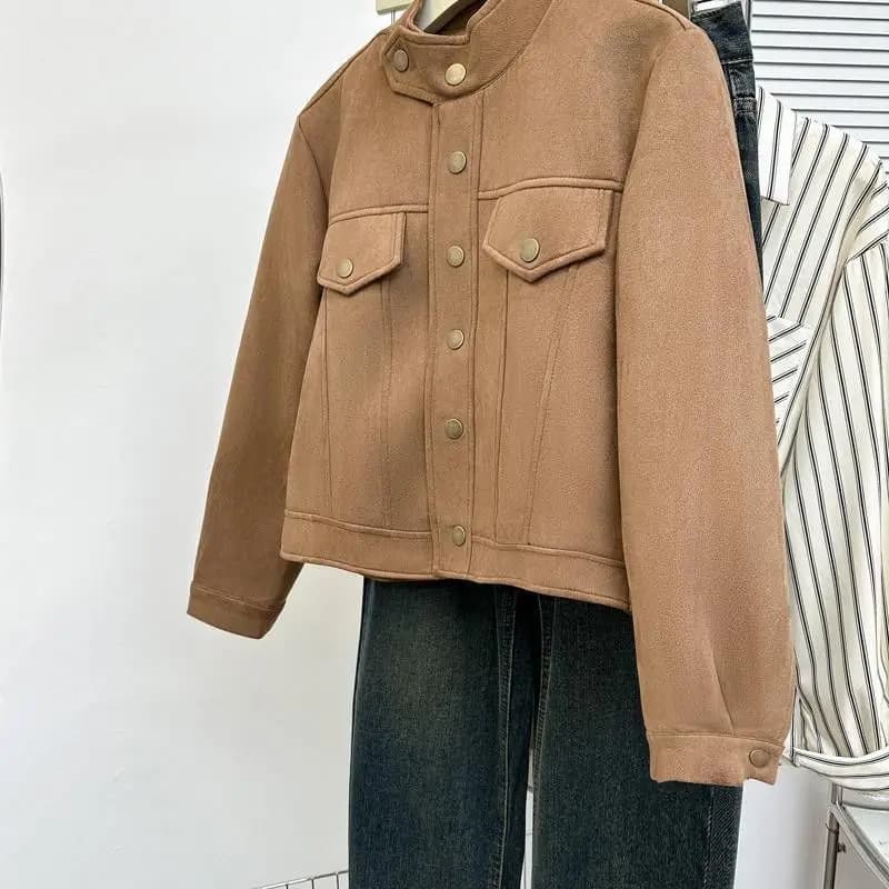 Retro Casual Short Jacket Thin Long Sleeve Slimming Korean Design 2024 New Style Versatile Loose Fit Button up Women's Coat