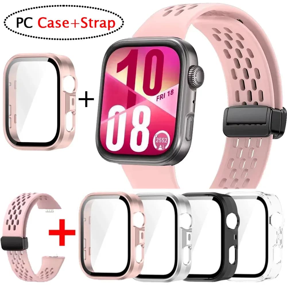 Custodia per PC + cinturino in silicone per Huawei Watch Fit 4/4 Pro protezione schermo a copertura totale guscio paraurti rigido Huawei Watch Fit braccialetto 3/4