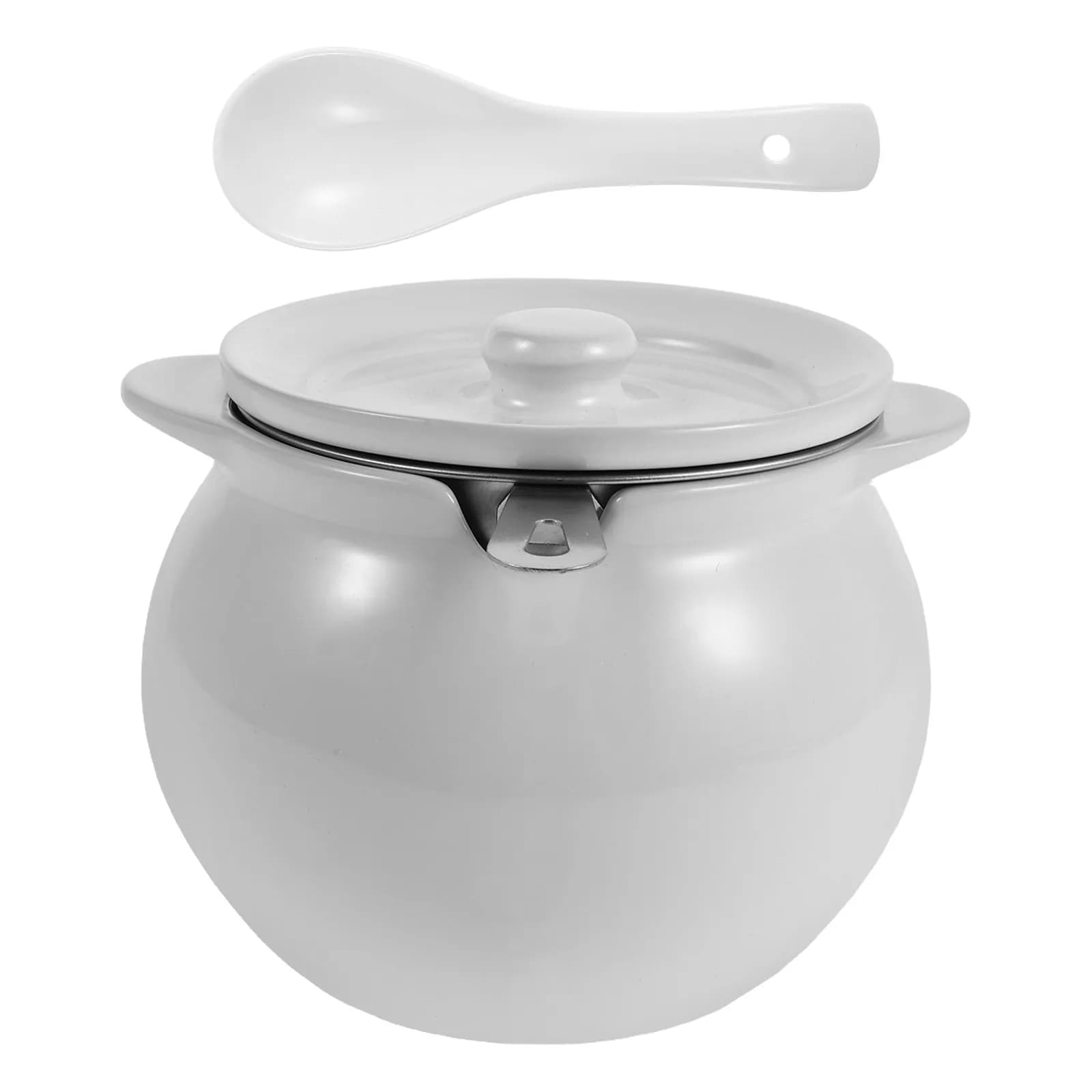 Set di 1 Contenitore in Ceramica per Lardo da 700ml con Coperchio, Colino e Cucchiaio, Recipiente Multiuso per Olio, Grado Alimentare, Contenitore per Grasso da Cucina