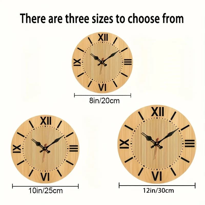 1pc Round Wall Clock, Easy Natural Wood, Roman Numeral Clock, Nordic Style Decoration, Silent And Non-Ticking, Suitable for Home And Holiday Decoration, Gift Giving
