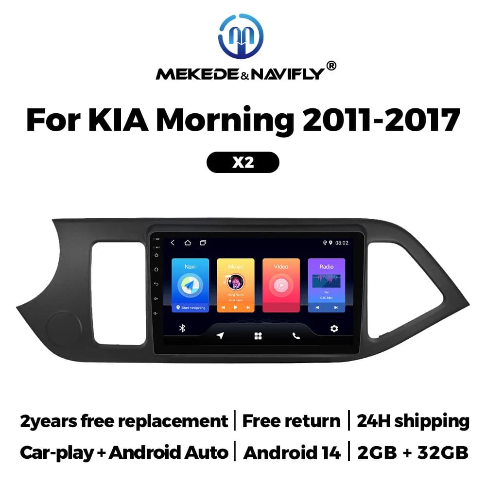 MEKEDE Android14 Multimedia Autoradio All in one CarPlay Android Auto Lettore di Navigazione GPS per KIA PICANTO Morning 2011-2017