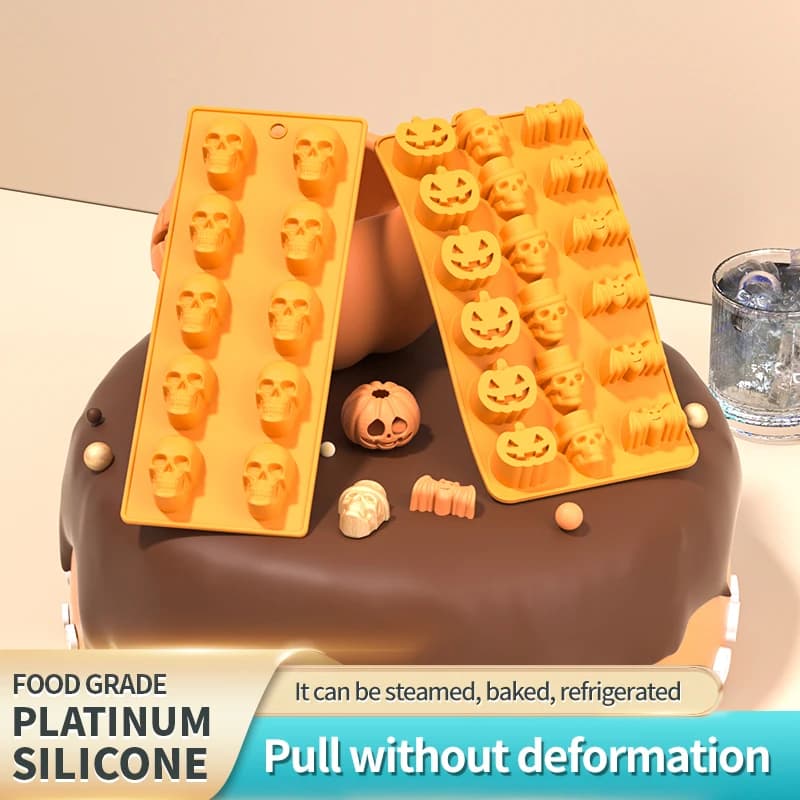 Stampo per torta in Silicone zucca cioccolato Halloween Silicone zucca pipistrello teschio stampi per biscotti per Jello Ice Cube biscotti stampo da forno