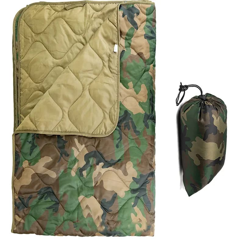 BDU Camo Quilted Pad Portable US Jungle Light Summer Cotton Single Bed Comforter Blanket Compressible Camping Rug Cover Washable