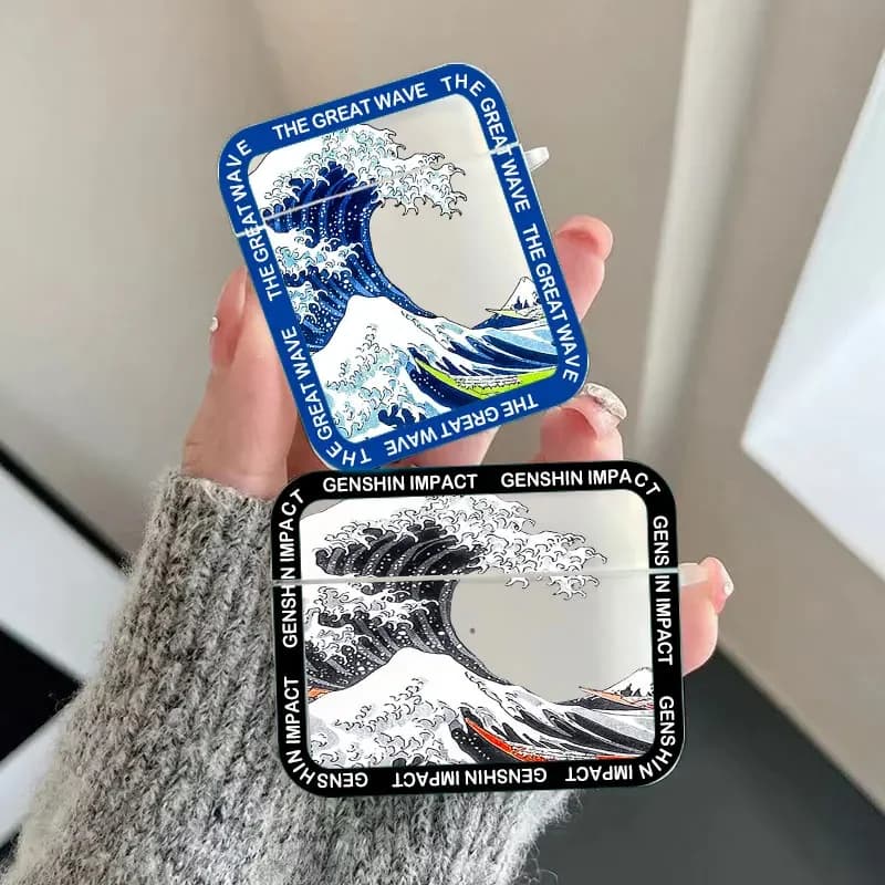 Fashion Great Blue Wave Earphone Case for Apple Air Pods Pro 3 2 Soft Transparent Cover Fundas Airpods 4 3 2 1 Shell Accessories