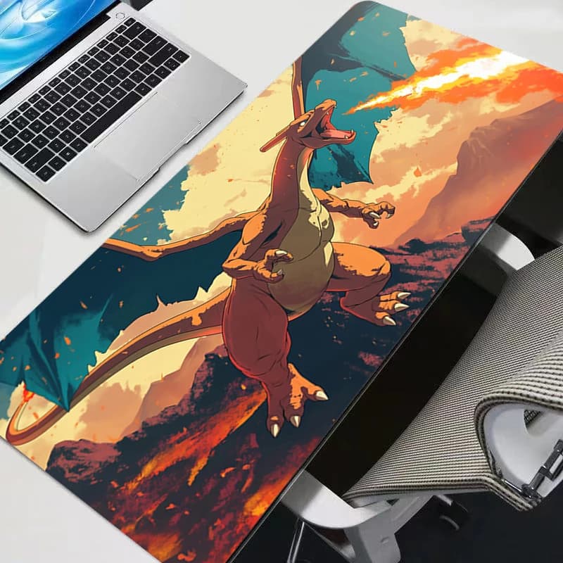 Tappetino per mouse 90x40 cm P-Pokemon Charizard Gamer Notebook Giochi MousePad Tappetino per tastiera con stampa HD Tappetino per mouse xxl Tappetino per mouse Tappetino da scrivania per giochi