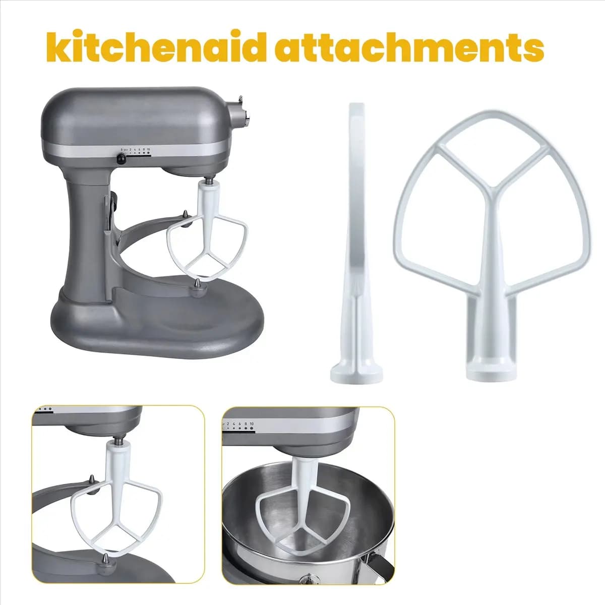 Doings K5AB K5SS Kitchen Mixer Aid Coated Flat Beater, Replacement for KitchenAid Mixer W10807813,9707670 Accessories