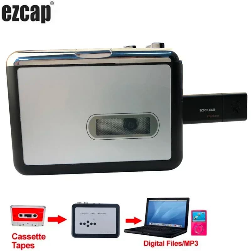 Cassetta per lettore Walkman Vecchi nastri musicali per file Mp3 a chiavetta USB Supporto per coverter disco U Funzione di riproduzione partizione automatica