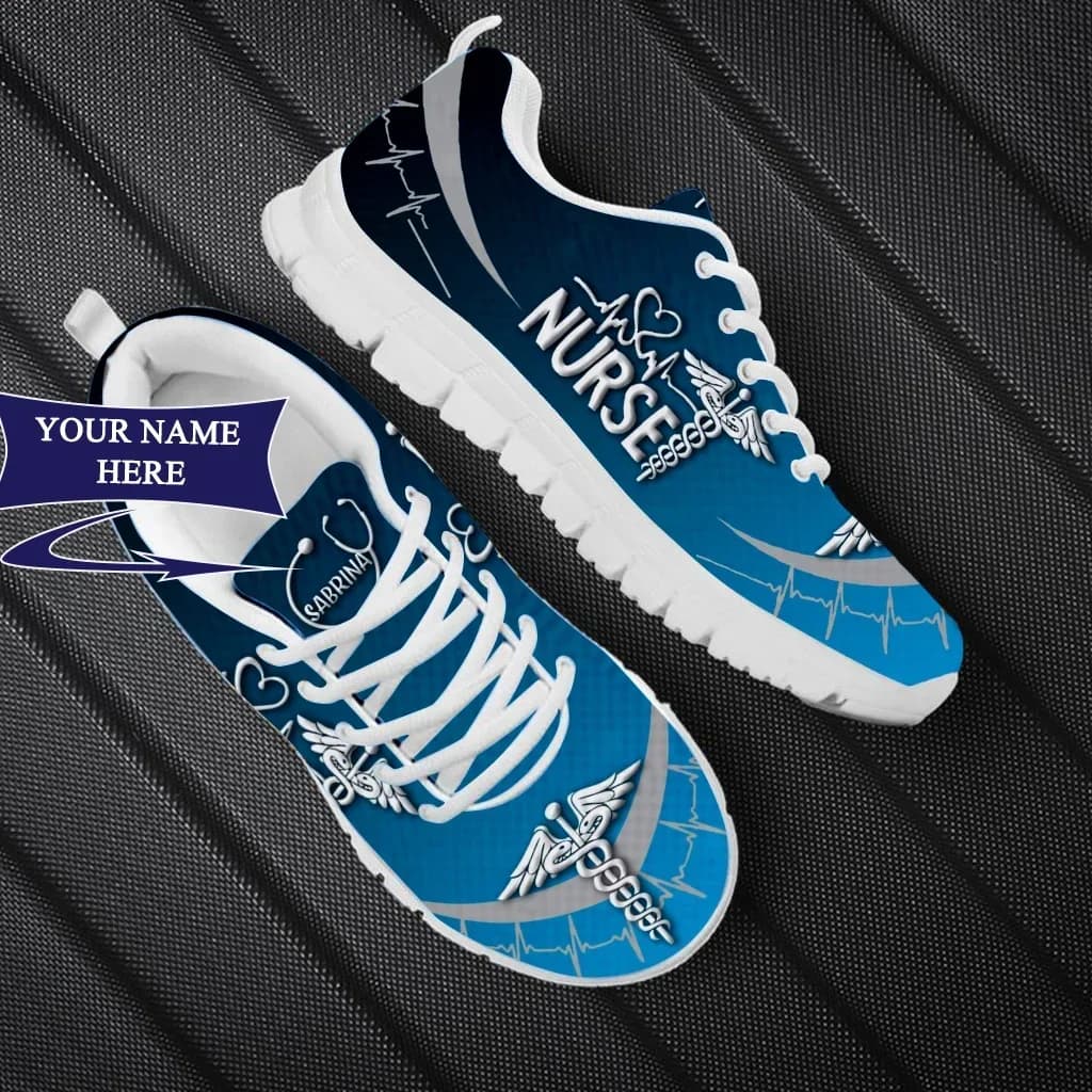 Vulcanized Shoes for Nurses, Comfortable Sneakers Casual from Gym and Outdoor, Running Shoes with Laces and Print, Footwear