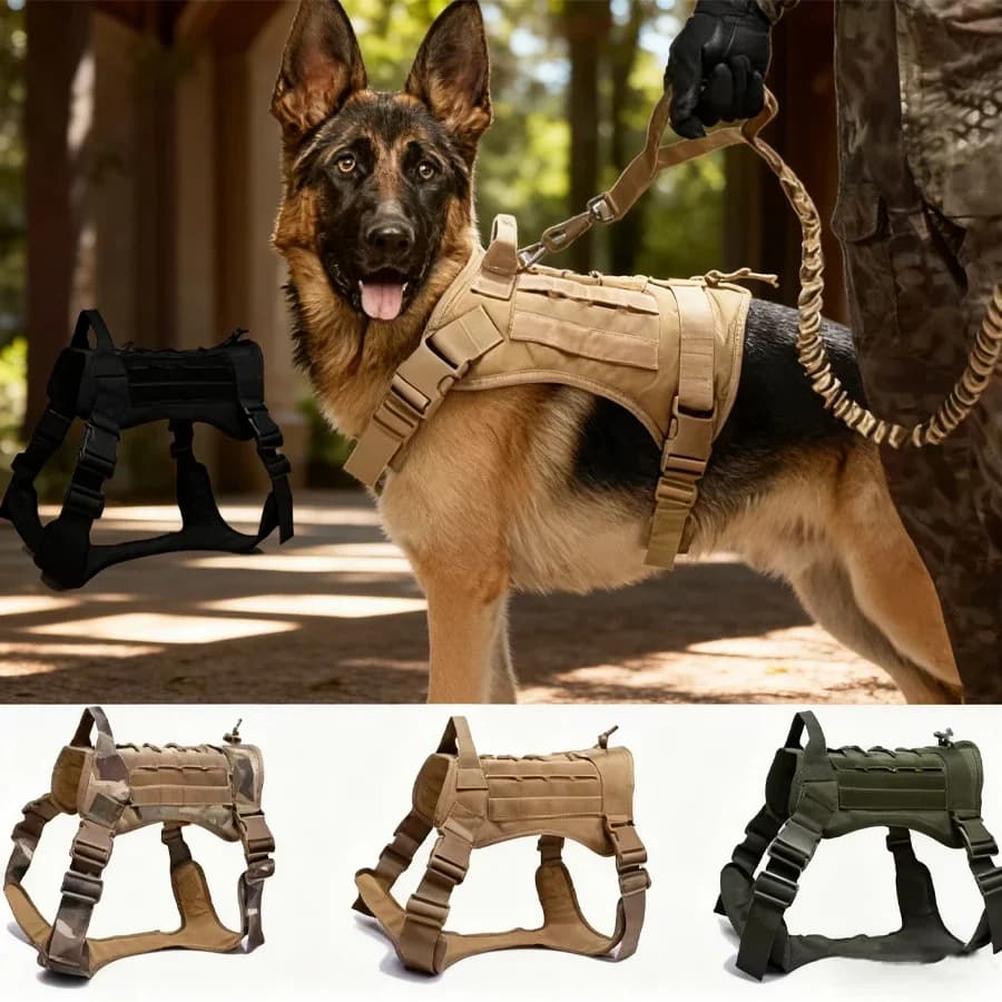 Gilet Tattico per Cani Stile Militare, Imbracatura Imbottita a Sgancio Rapido, Gilet Traspirante per Addestramento di Cani di Taglia Piccola, Media e Grande