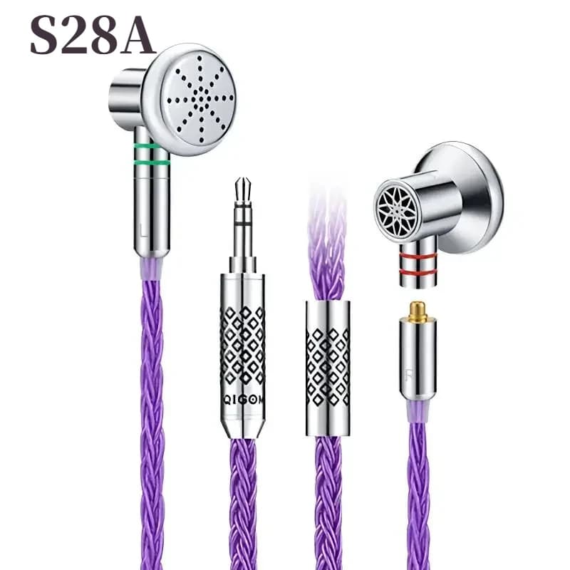 QIGOM S28A HIFI Haotian Hammer Auriculars with wired flat head High-resolution earphones with detachable MMCX cable with 3.5/4.4 mm plug