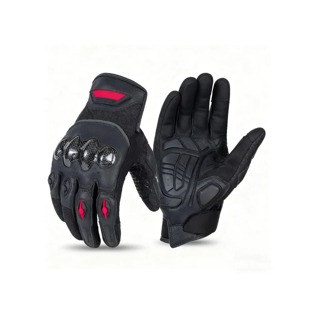 Guanti da moto per uomo donna, guanti antiscivolo con nocche in fibra di carbonio, dita intere traspiranti e resistenti agli urti