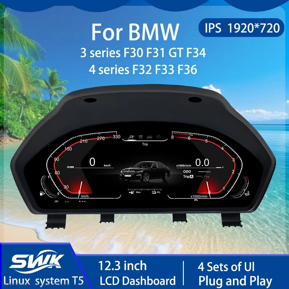 For BMW series 3 F30 F31 GT F34 4 series F32 F33 F36 Auto smart LCD Dashboard Digital 12.3 '' system linux Plug and Play