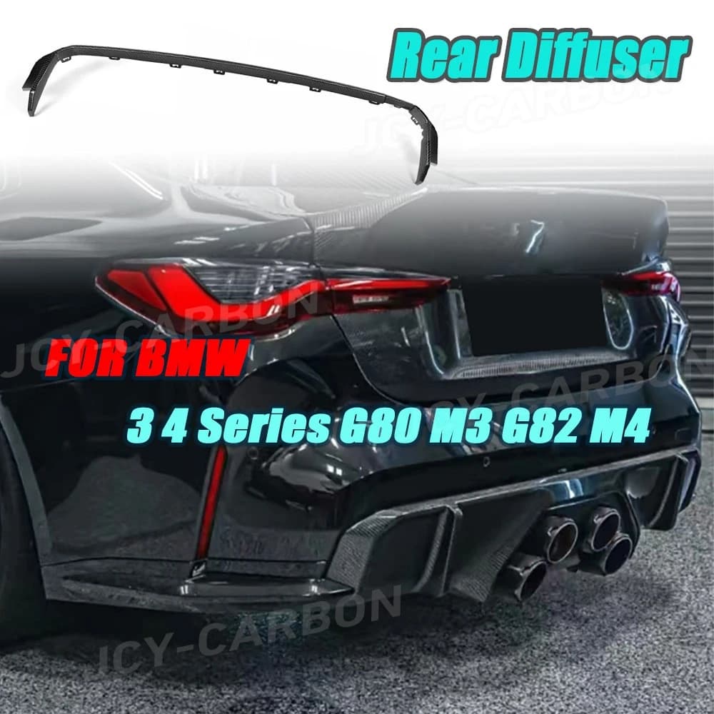 JCYECF Fibra di Carbonio Secco Per BMW Serie 3 4 G80 M3 G82 M4 2021 + Diffusore Posteriore Lip Strip Paraurti Trim Accessori Esterni