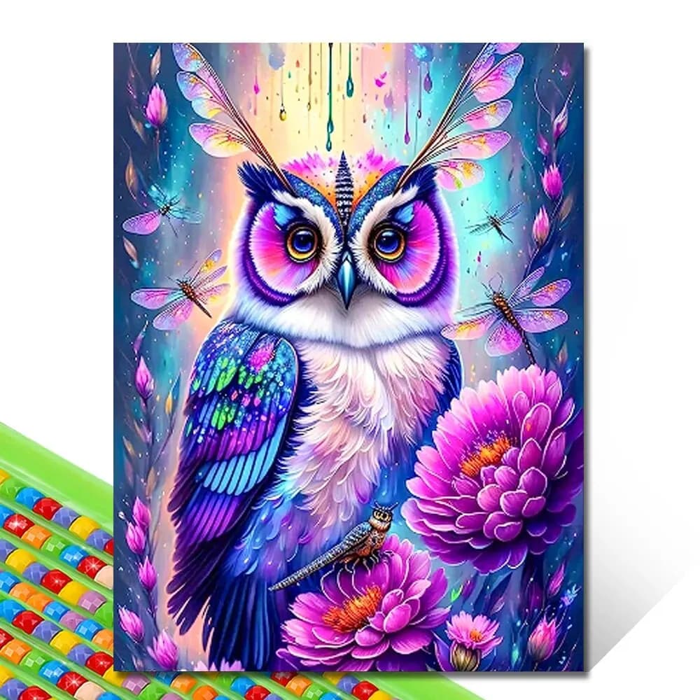 Fai da te pittura diamante 5D gufo rosa pieno diamante rotondo ricamo cartone animato animale punto croce Set arte decorazione della casa
