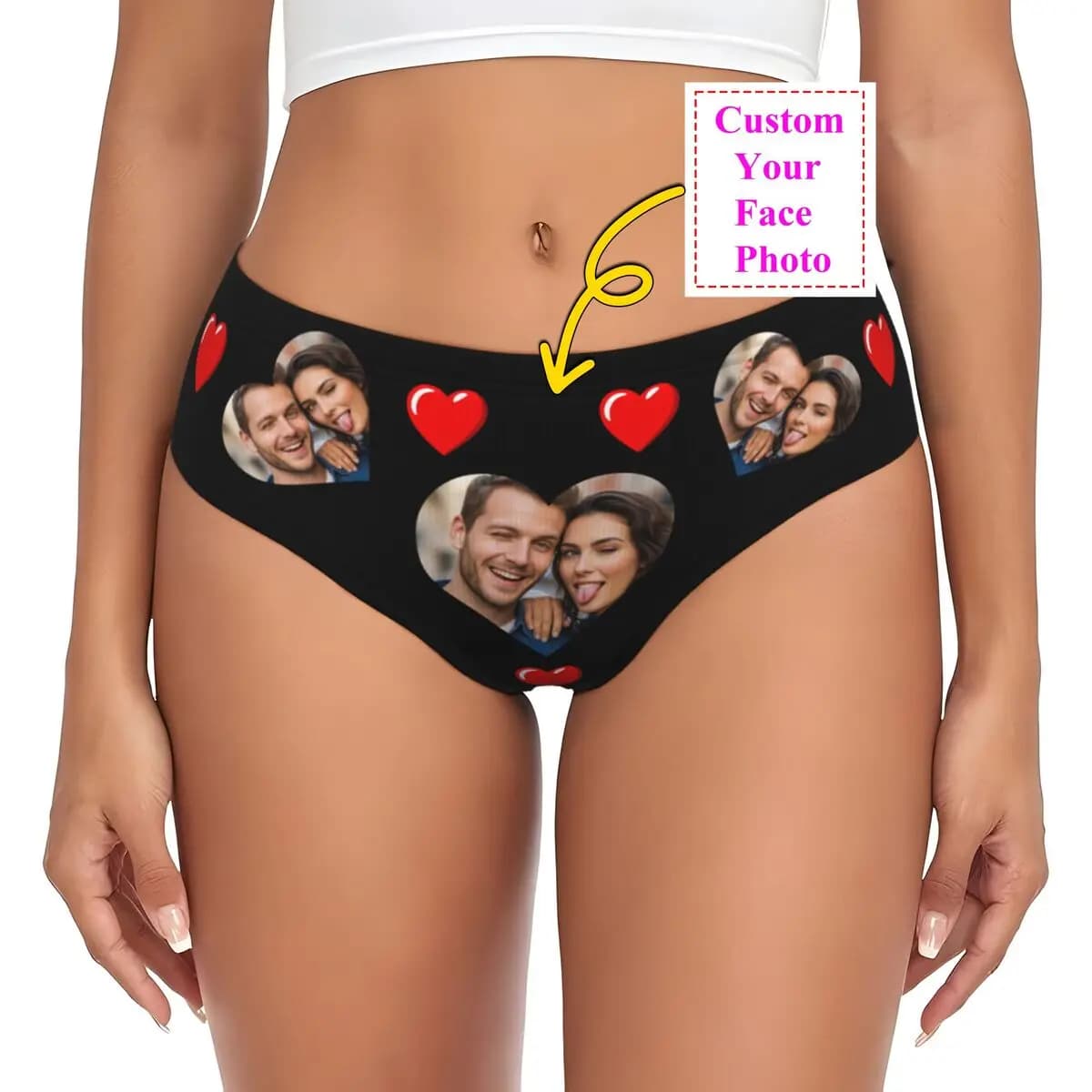 Personalizzato viso personalizzato foto mutandine intimo femminile comfort breve mutandine slip mutande per moglie regalo di San Valentino