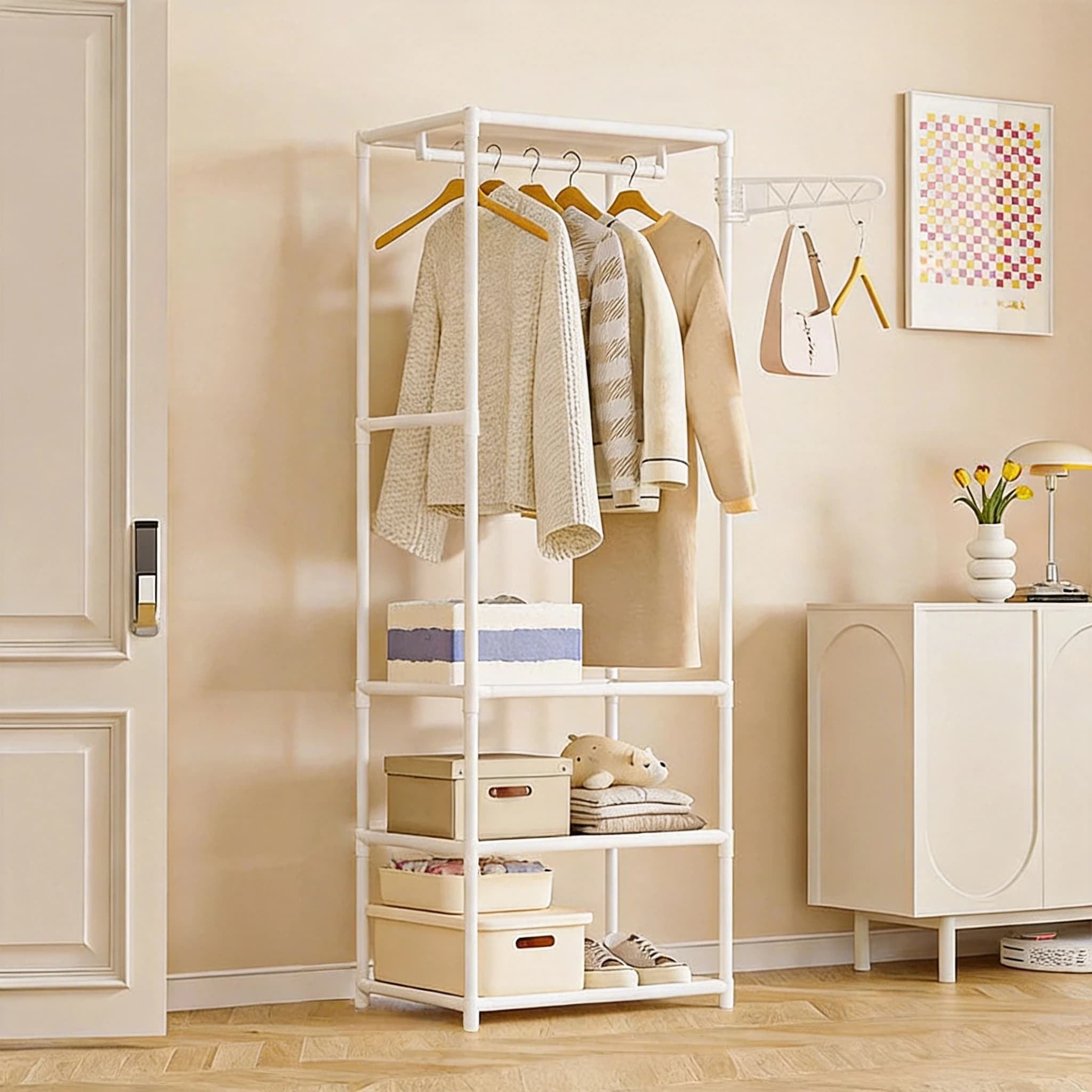 Multifunctional Coat Rack Simple Clothes Storage Rack Bedroom Living Room Coat Hanger Stand Space-saving Clothing Organizer
