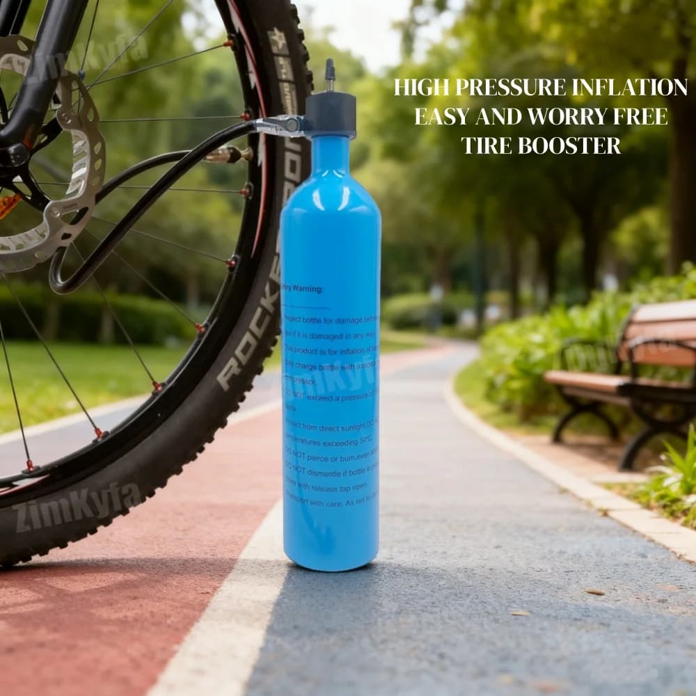 Lega di alluminio 1.15L MTB Road Gonfiatore Pneumatico Bottiglia d'aria Pneumatico Booster con valvola Bombola di gas per bici Vuoto Tubeless Pneumatico