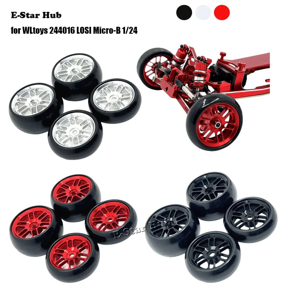 Pneumatico per mozzo ruota alla deriva per auto RC per WLtoys 244016 LOSI Micro-B 1/24 RC Auto in metallo Aggiornamento OP Accessori Parti