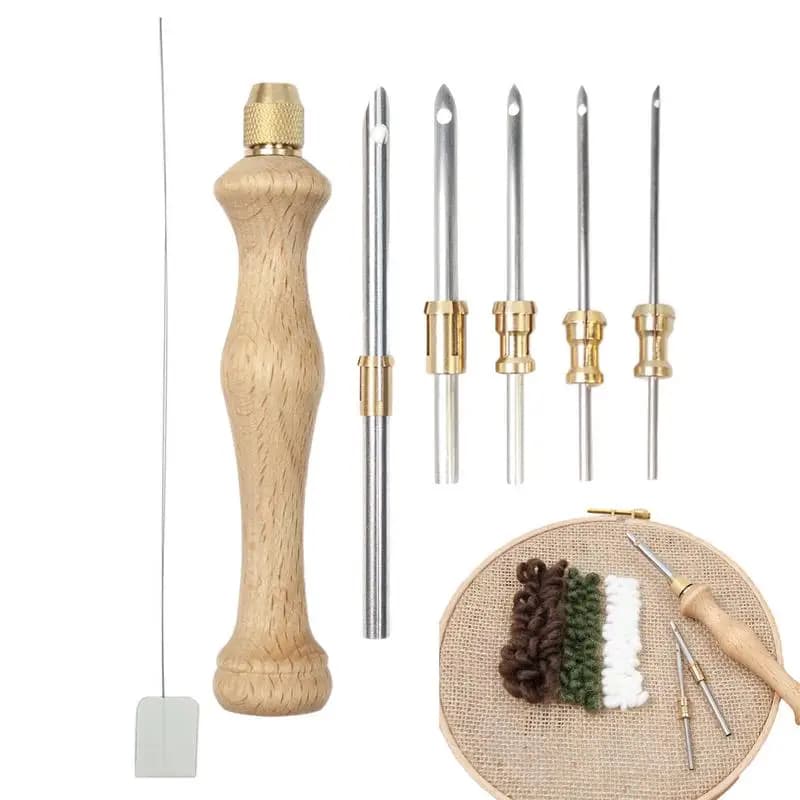 Penna da ricamo per maglieria regolabile, punzonatrice per ago, punzonatrice per tessitura, feltro, punzonatrice artigianale, infila ago, accessori per cucire