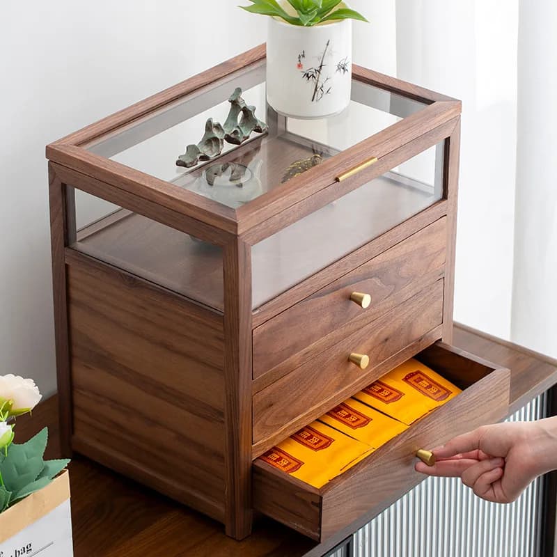 Scatola portaoggetti a cassetto Scatole portaoggetti per accessori in legno Armadi da scrivania multifunzionali in legno Custodie per organizer per stash di grandi dimensioni