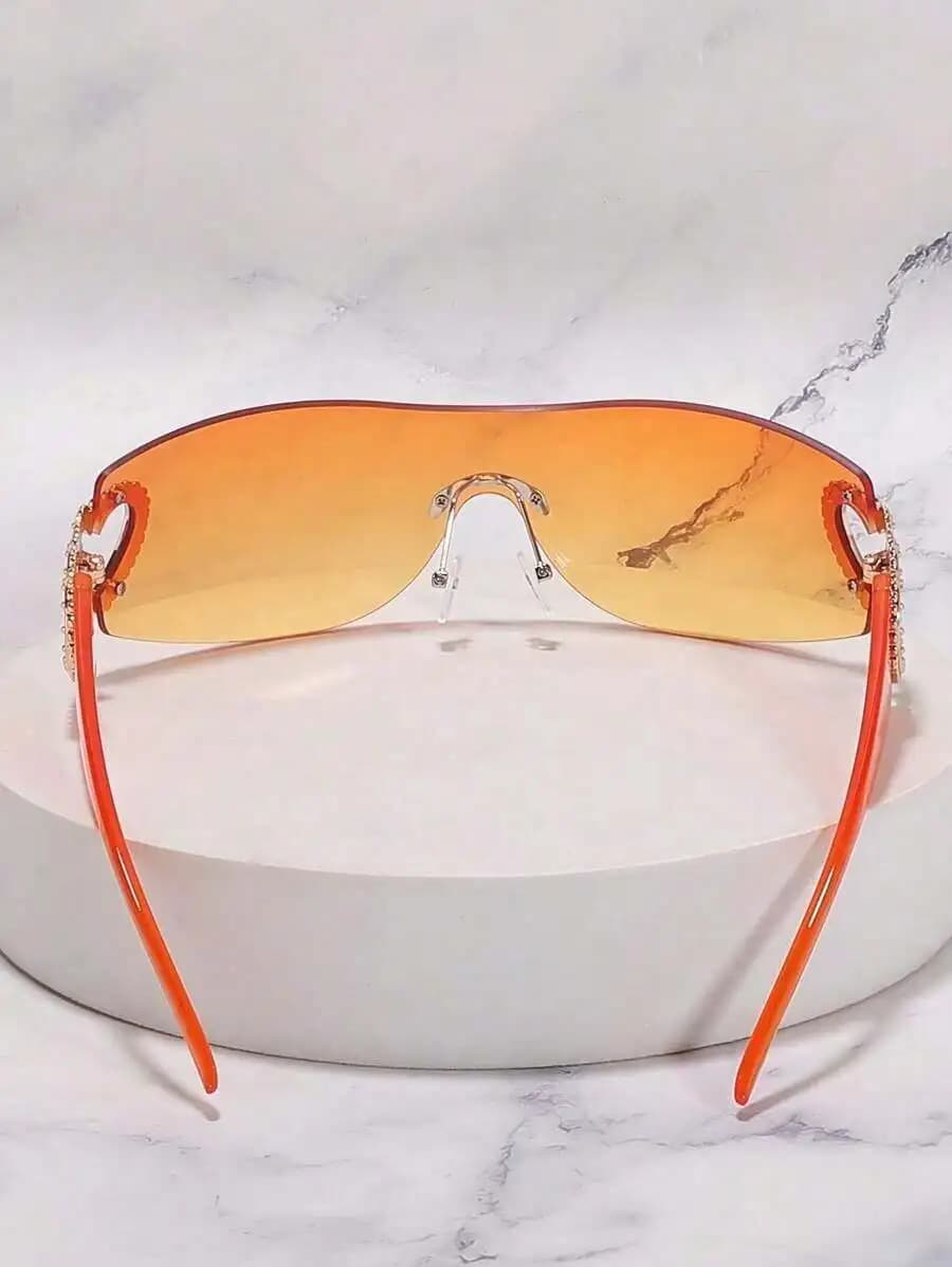Frameless Heart Decor Y2K Style Oversized Wrap Sunglasses For Women Beach Party Vacation Festival