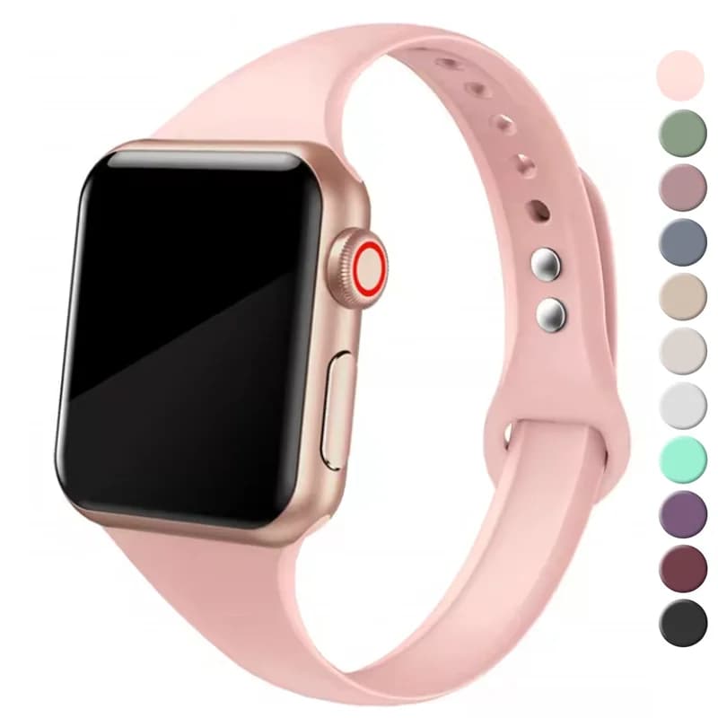 Slim strap for Apple watch 44mm 40mm 42-46mm ultra 49mm silicone bracelet iWatch series 10 6 if 5 9 7 8 9 45mm 41mm