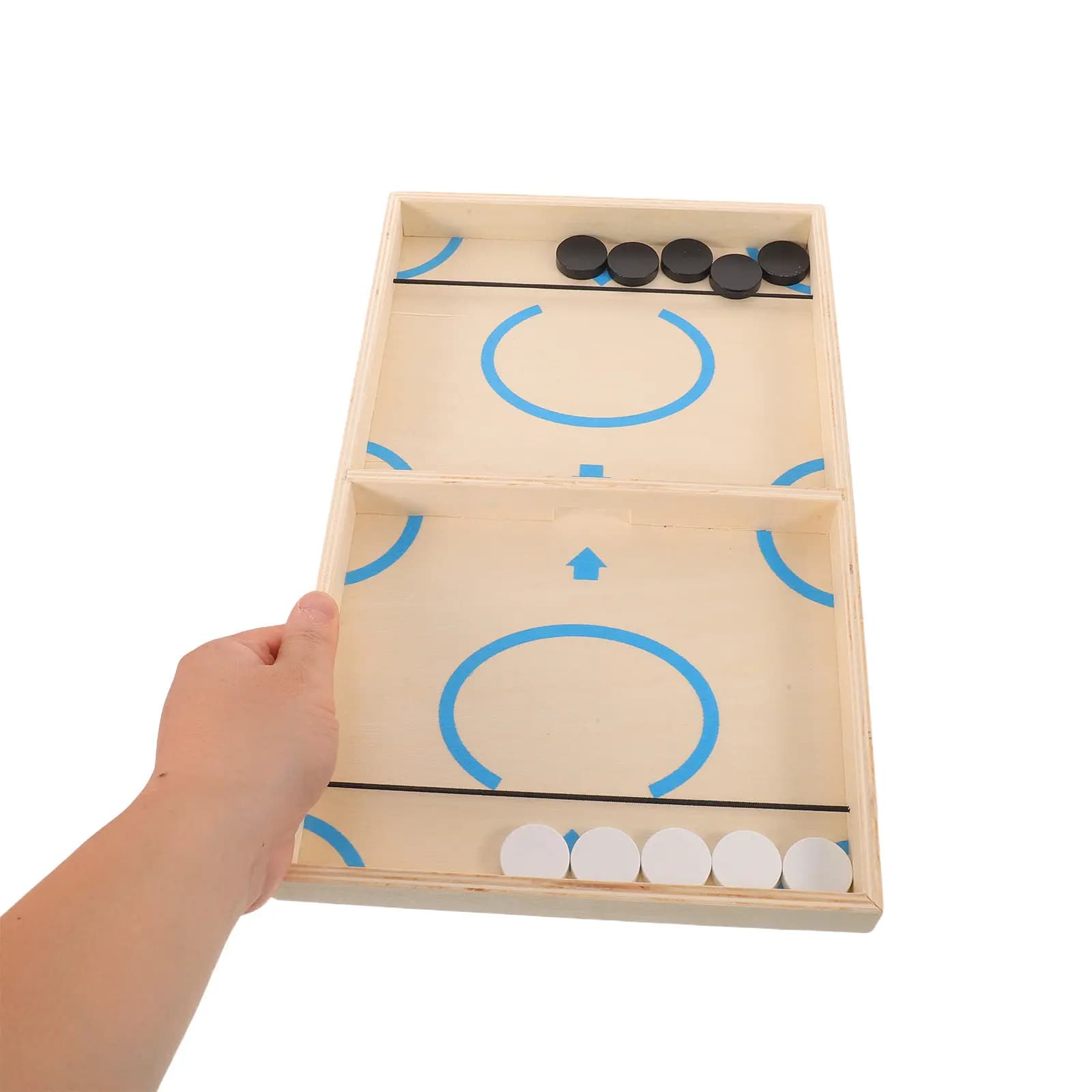 1Set Wooden Sling Puck Board Fast Paced Family Party Game Indoor Interactive Chess Set Natural Wood Bouncing Chess 2 Player