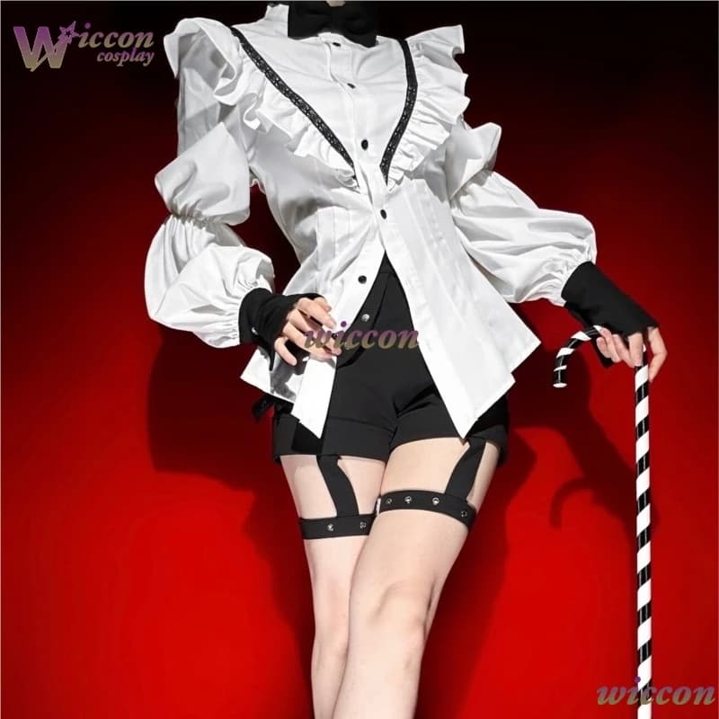 Cos Room Store Ouji Jirai Kei Lolita Set Camicia Bianca Stile Ouji, Gilet Nero e Pantaloncini Gotico Alt Femboy Prince Vintage a Vita Alta