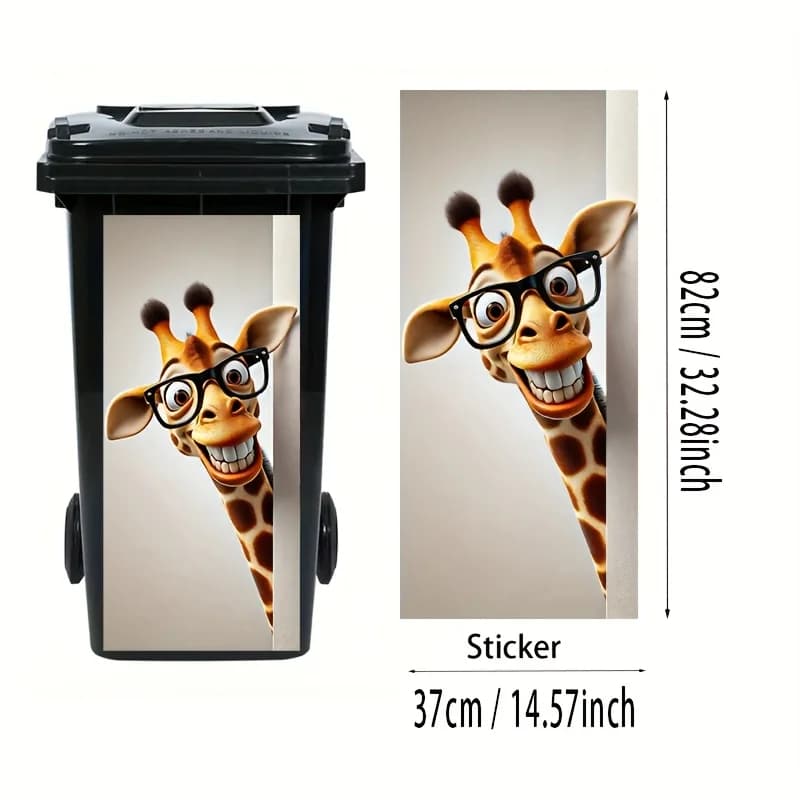 Divertente adesivo per occhiali a forma di giraffa, vinile in PVC resistente ai raggi UV, decorazione impermeabile per bidoni della spazzatura e cucina, 37x82 cm
