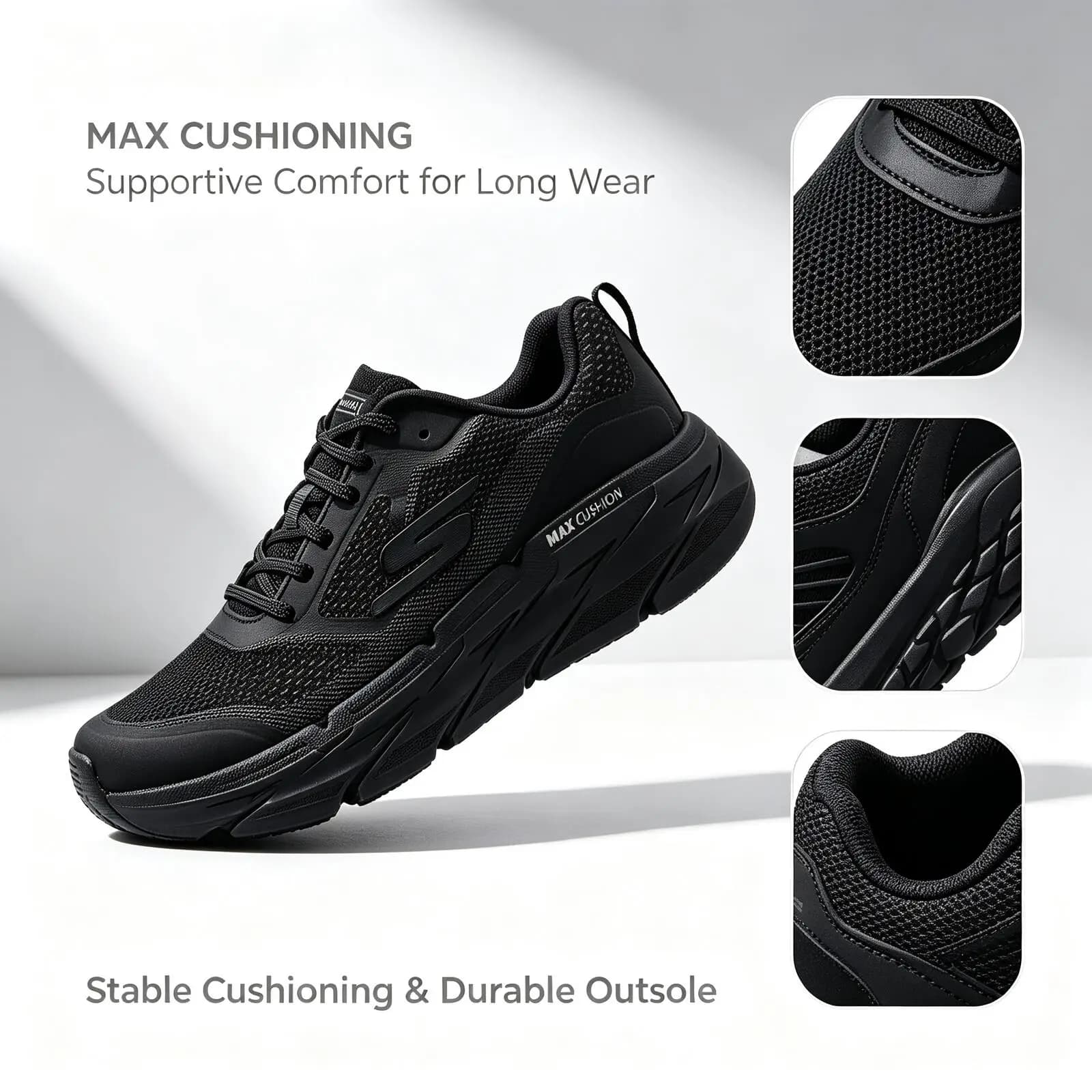 Hot New Skechers Men's Max Premier Sports Cushioning And Breathable Road Running Shoes 54450-Bkcc