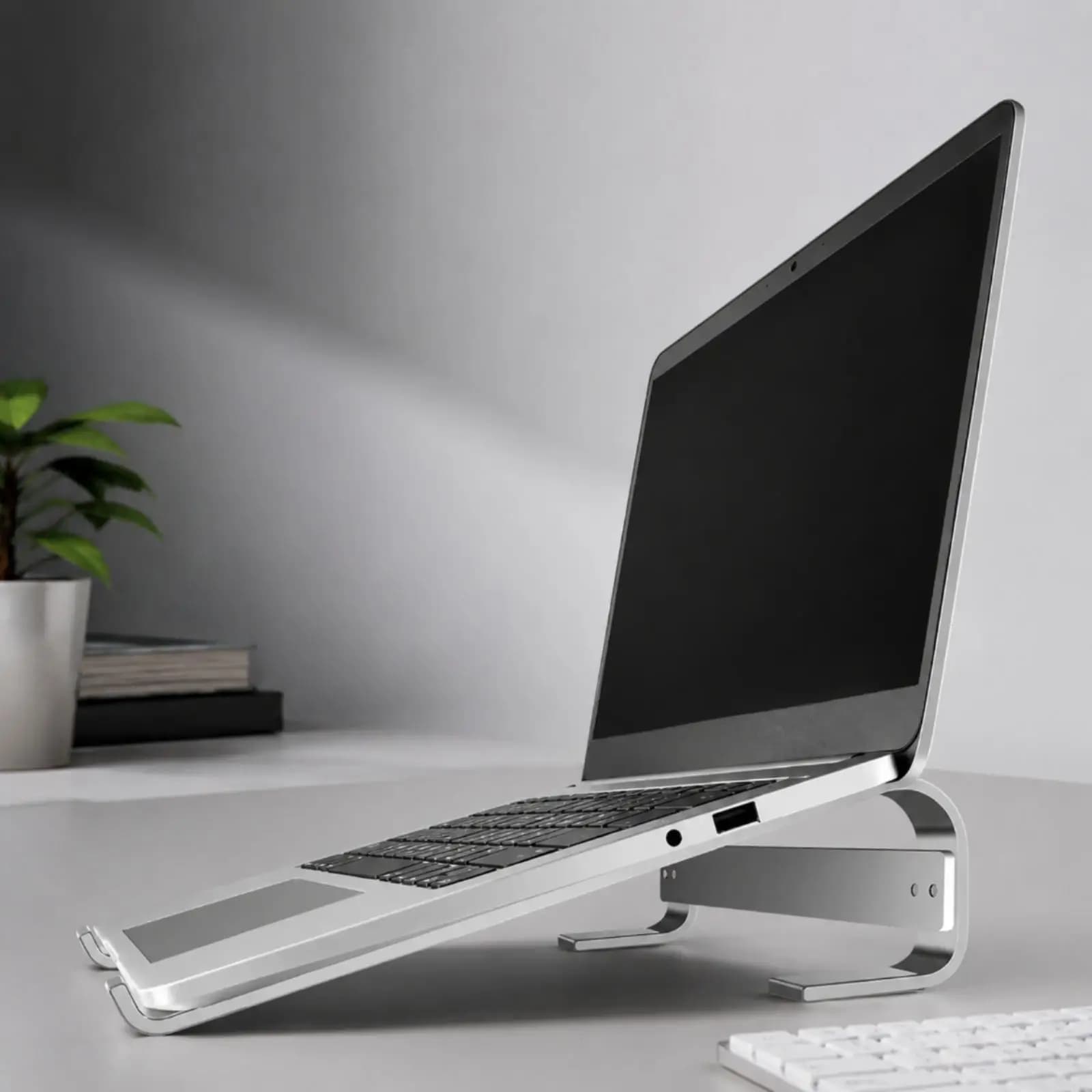 Cold-Rolled Steel Laptop Stand Heat-Dissipating Angled Laptop Stand with Front Lips Stable for Everyday Computing, Home Office,