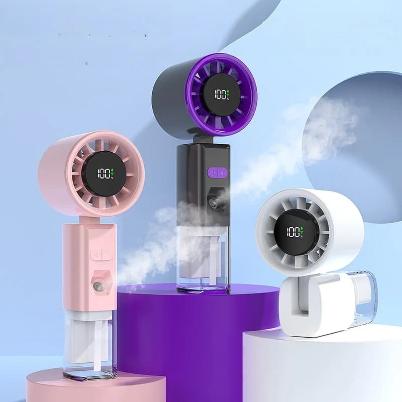 Nuovo Ventilatore Portatile 2 in 1 con Spray Nano, Ventilatore per Idratazione, Umidificatore Portatile per Esterni, Ventilatore a Turbina ad Alta Velocità