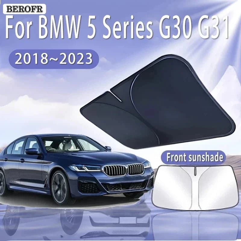 Foldable Car Sun Visor For BMW 5 Series G30 G31 2018~2023 2020 Front Windshield Sunshade Heat Insulation Summer Auto Accessories