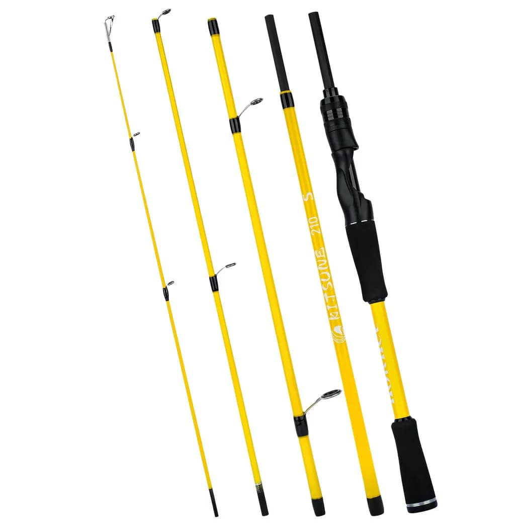 Canna da Pesca Spinning e Baitcasting 1.8m 1.98m 2.1m 5 Sezioni per Esche e Lancio