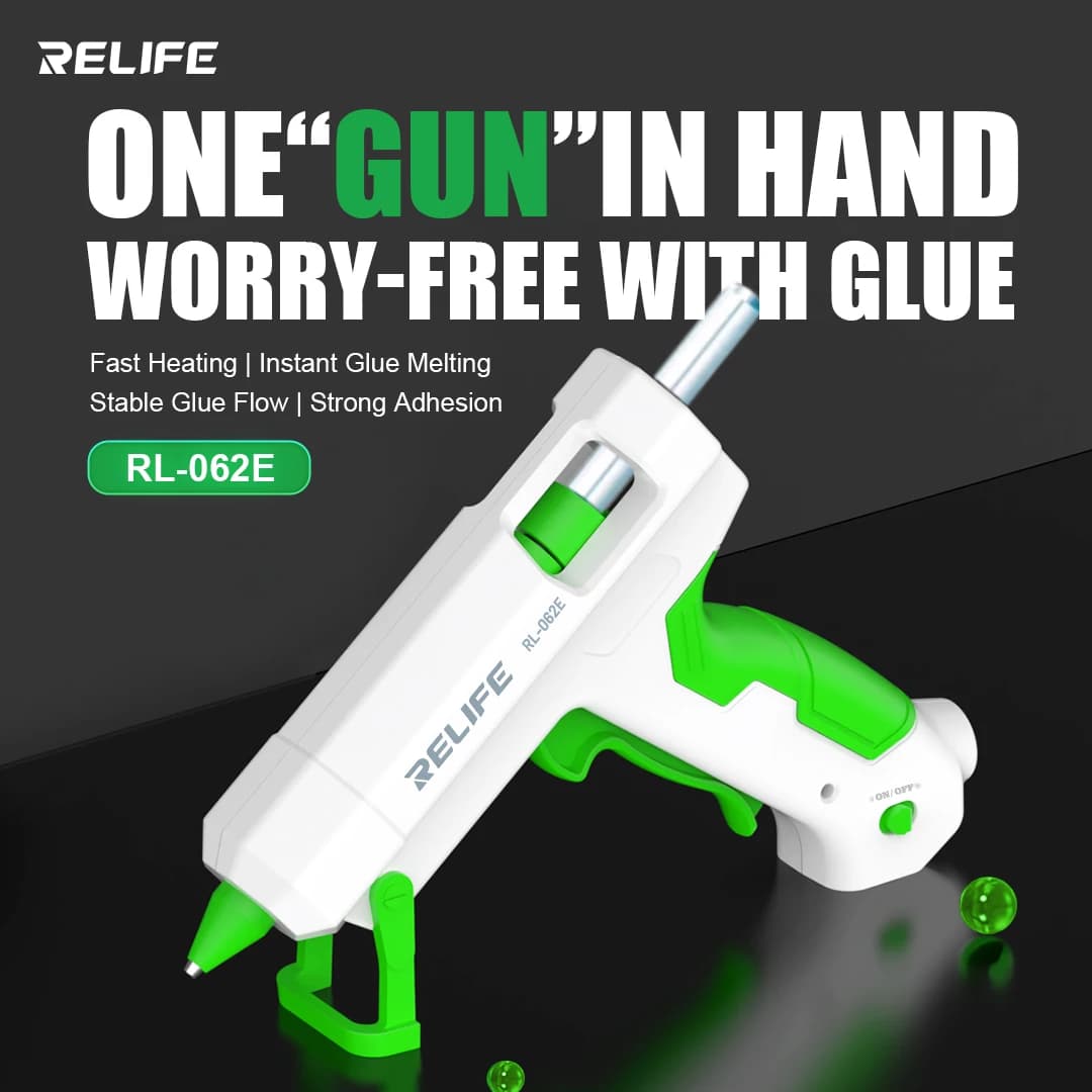 RELIFE RL-062E Dispenser di riscaldamento Pistola per incollaggio a caldo per scheda madre/elettronica/tessuto/pietra/carta/plastica/pelle/strumento per uso legno