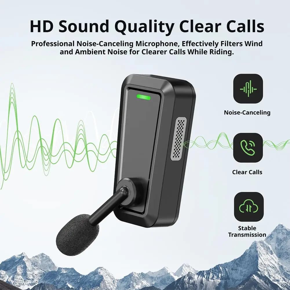 C10 Bluetooth Motorcycle Helmet Intercom Headset IPX5 Water-Resistant Sound Isolation Audio Streaming Snow Sports Riding Hiking