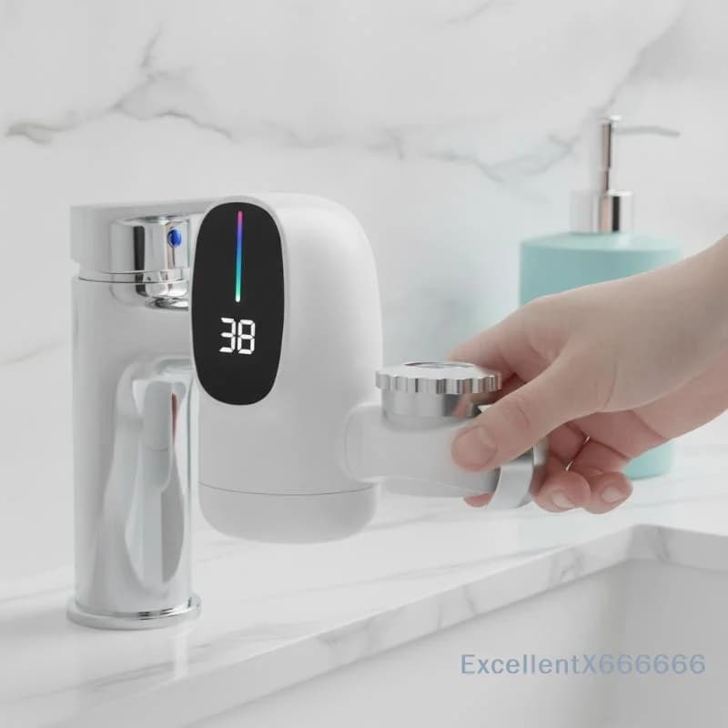 Electric Instant Hot Water Faucet LED Temperature Display Tool Free Installation